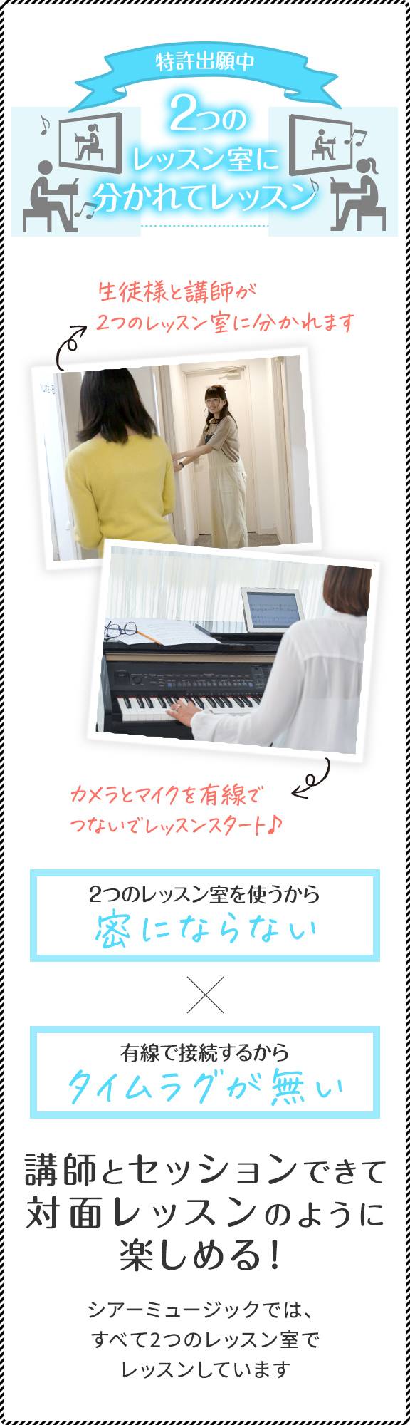 2つのレッスン室に分かれてレッスン